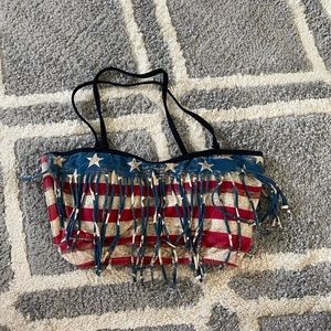 Crop American flag tank